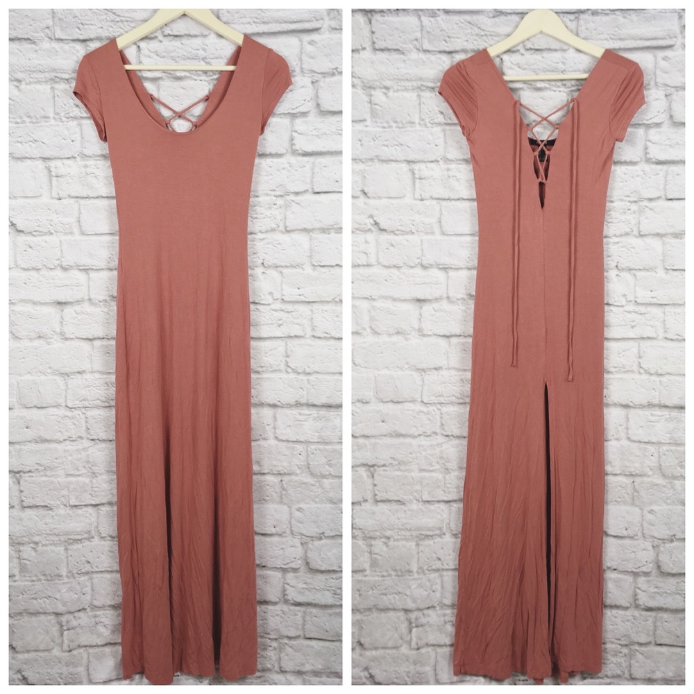 Forever 21 Dusty Rose Short Sleeve Maxi Dress
